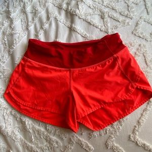 lululemon speed up shorts size 2 worn once (red)